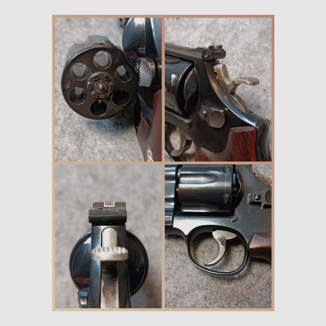 Smith & Wesson Mod. 27-3 Brüniert mit punzierten Holzgriffschalen
