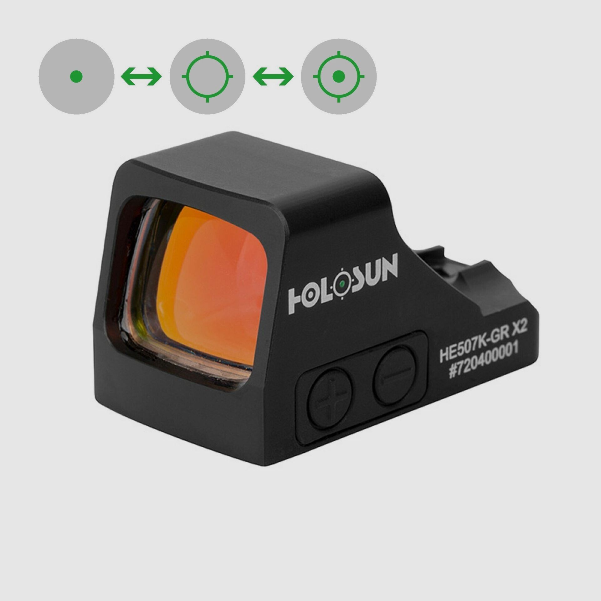 Holosun Reflex Sight HE507K-GR-X2 with Green Reticle: 2MOA Dot, 32MOA Circledot & 32MOA Circle, image 1 of 9