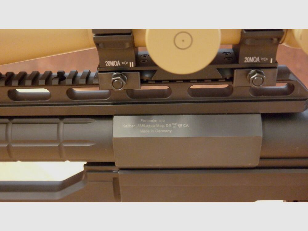 Büchse Fortmeier M2002 Kal. .338 Lapua Magnum mit S&B 5-25x56 PM II Pfandversteigerung 17.7.25