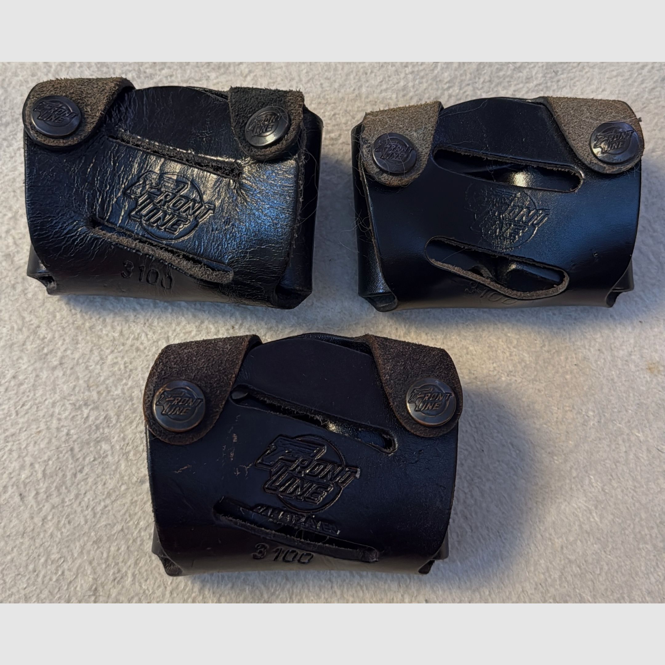Front Line Doppelmagazintaschen, Leder, 3 Stück (davon 1 mit Magnet) für doppelreihige Magazine  