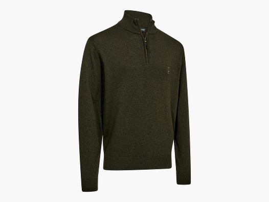 Harrington 1/2-Zip Strickpullover - Forest Ember Melange – Größe: 3XL