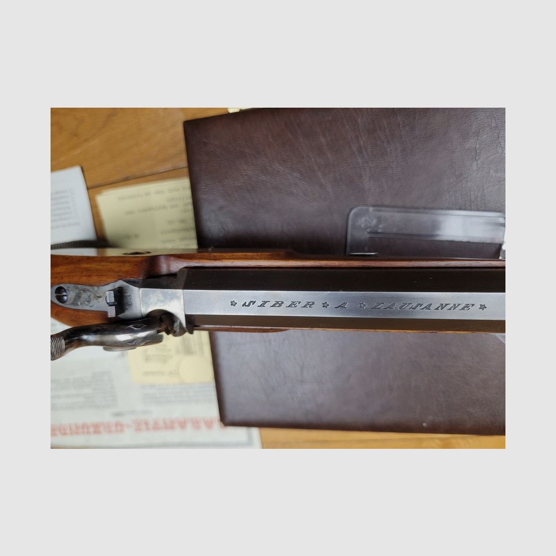 Match Siber Perkussionspistole – Hege Fertigung – Originalbox mit Werkzeugen – Schweizer Präzisionsschießen Kal. 33 – Form geliefert – Abzugstecher – Neu!, Bild 21 von 23