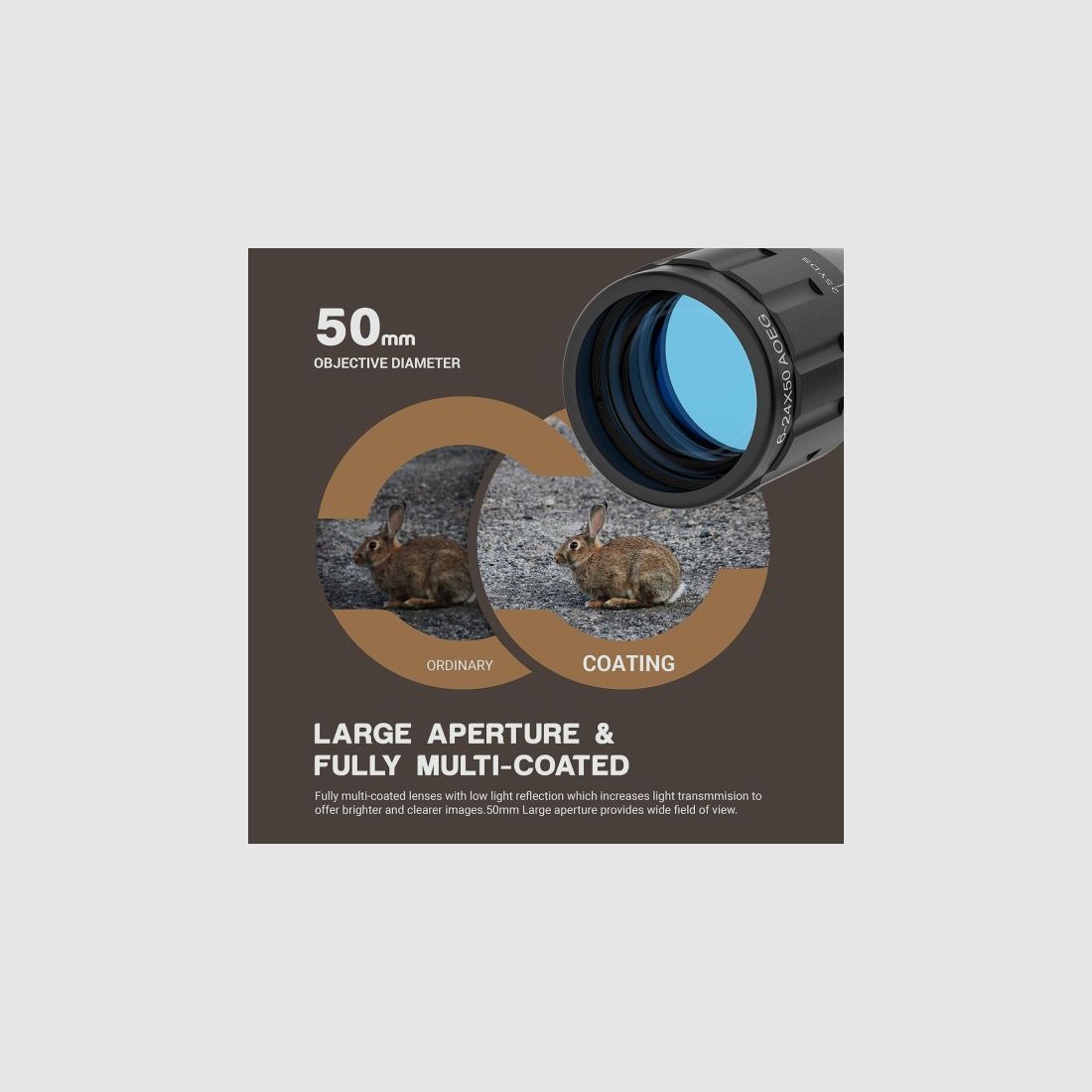 6-24x50 Zielfernrohr,6 - 24 fach Vergrößerung,50 mm, 11mm Montagen, Jagd, Ziel