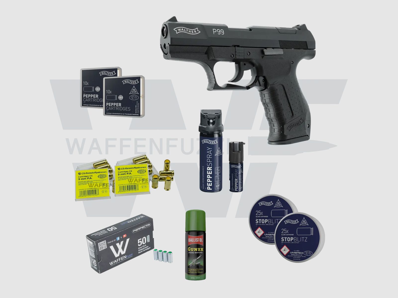 Walther P99 Defense "M" Set di Armi a Salve Calibro 9mm PAK