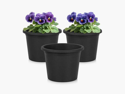 Set aus 4 runden Blumentöpfen Ø15xH11 cm - Ökologisches Schwarz