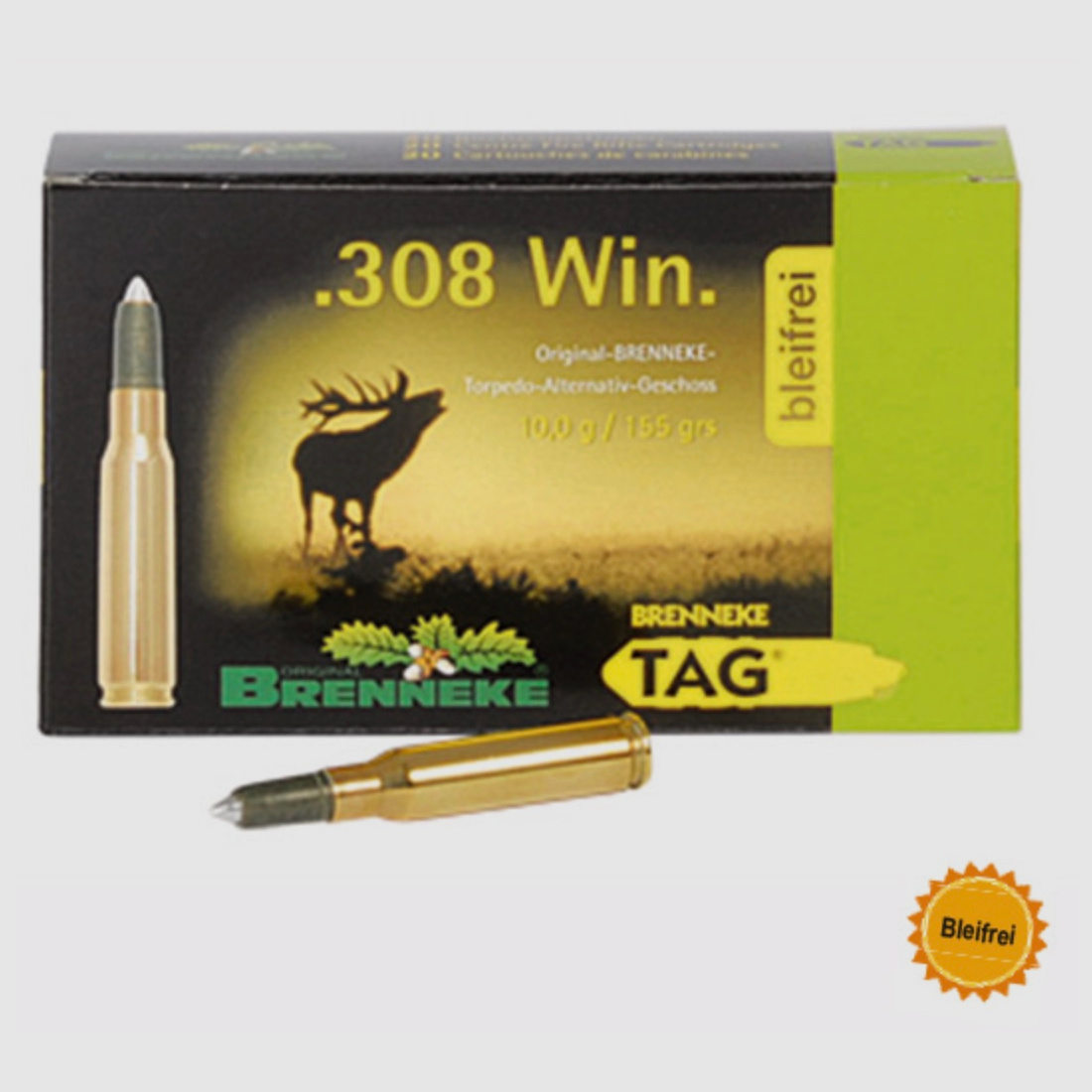 BRENNEKE 44300000 .308 Win. TAG 10g 155gr Bleifrei Langwaffenmunition