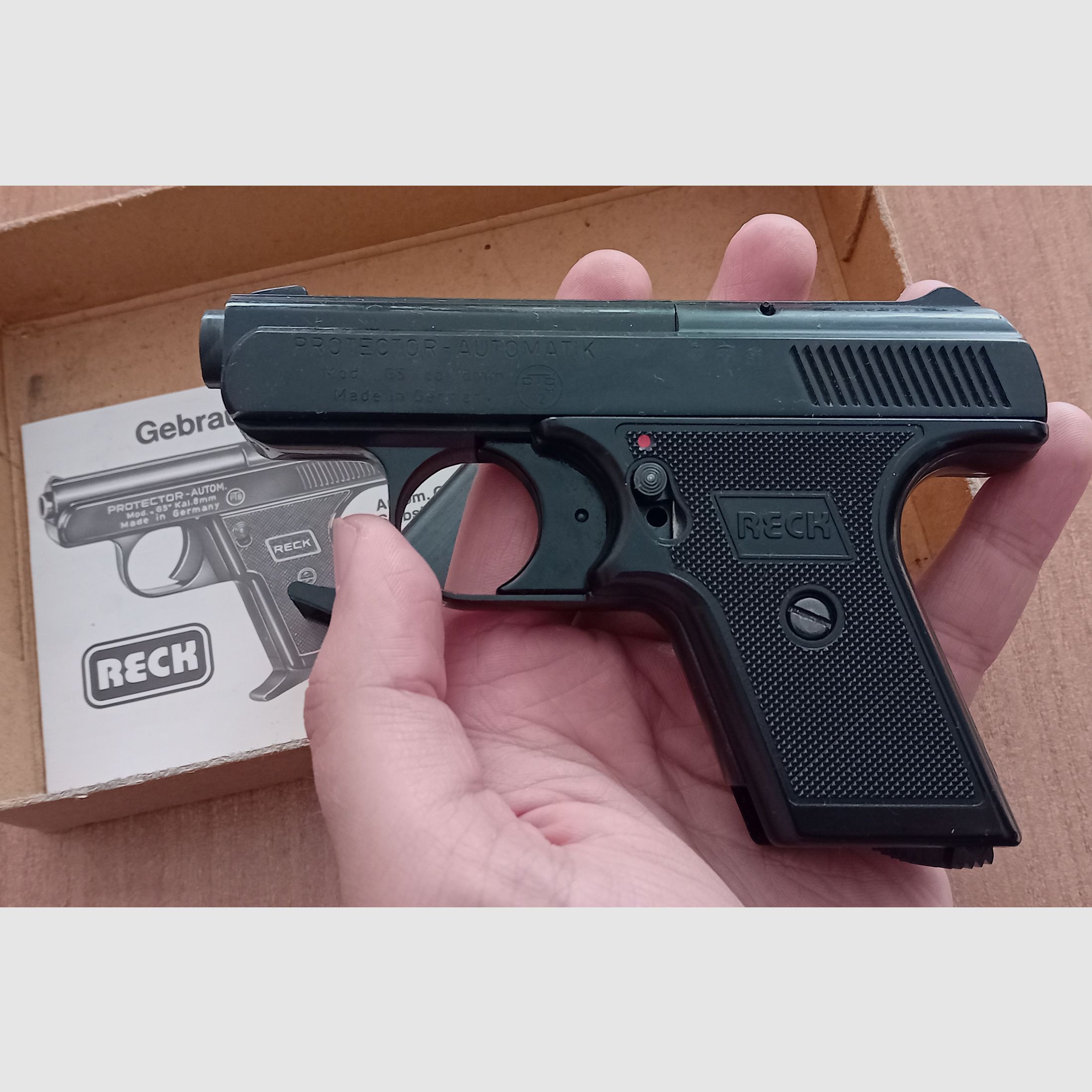 Ancien Reck Protector Autom. Mod. “G5” dans le premier PTB 12/ Cal. 8 mm Knall