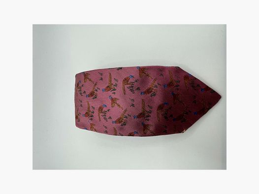 Corbata Robert Keyte 100% seda rosa motivo faisán