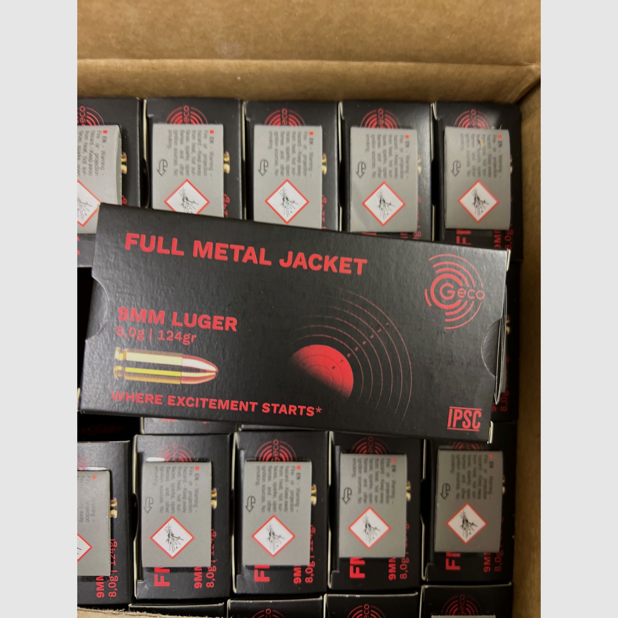 1000 Stück 9 mm Luger Vollmantel 8,0g/124grs.