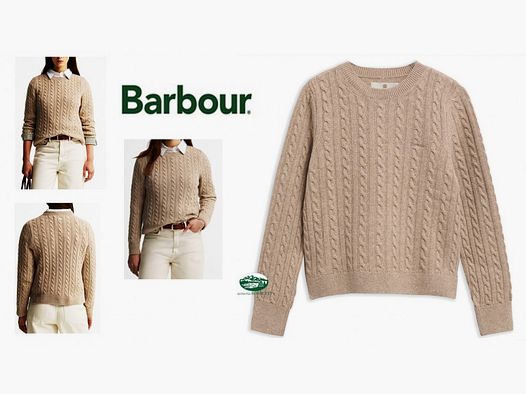 BARBOUR maglia Ashdown beige a trecce donna