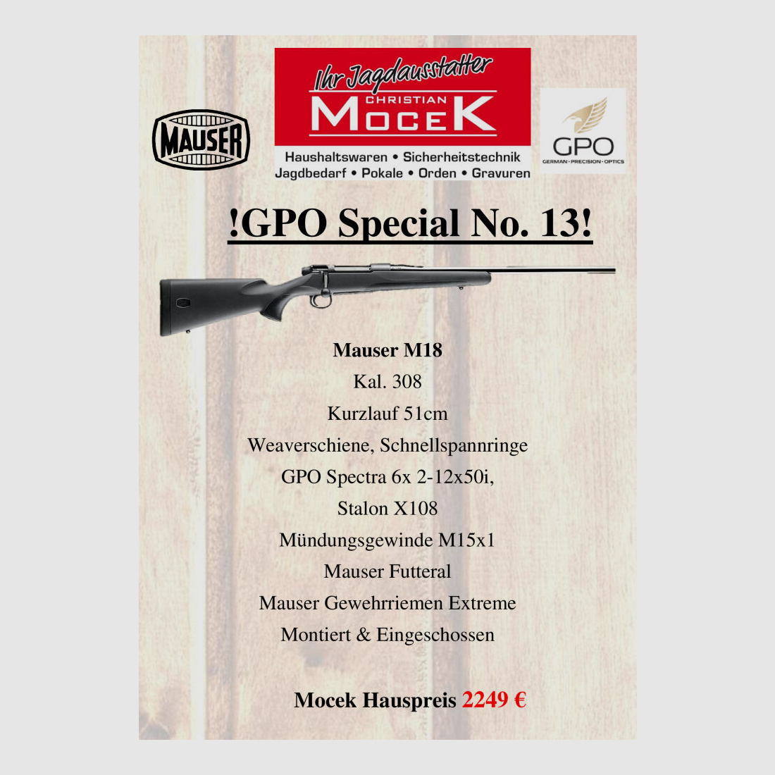 Mauser M18, met GPO Spectra 6x 2-12x50