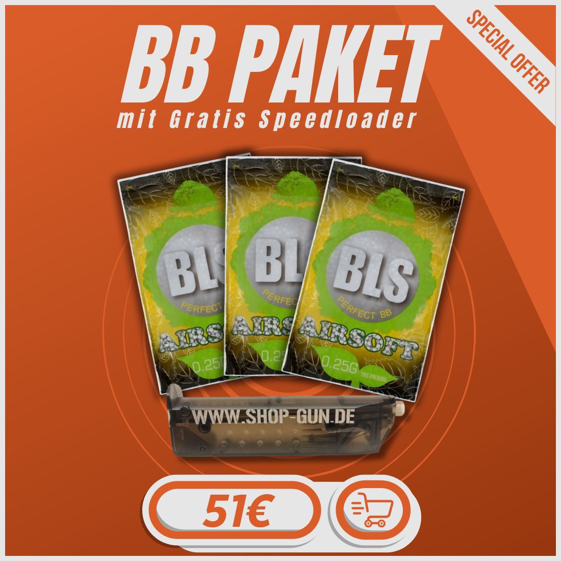 0.25g BLS BIO bulk package with speedloader