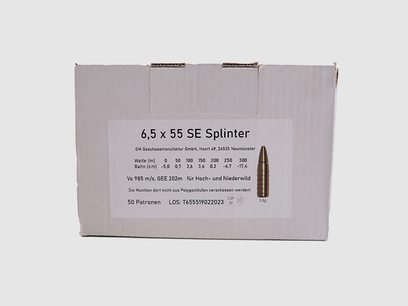 Geschoss-Manufaktur 6,5x55 SE Spliter 5,8 g cartuccia per carabina senza piombo, immagine 1 di 2