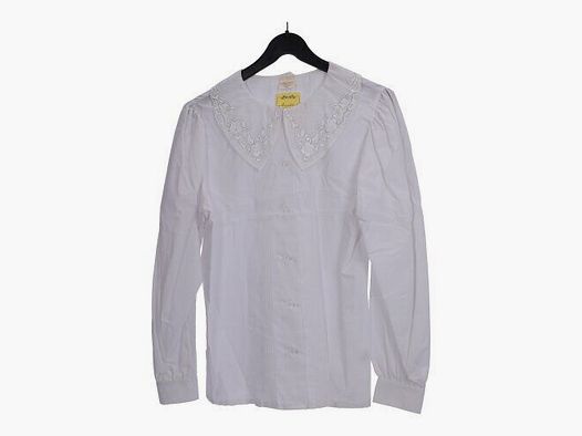 Angelika traditional clothing long-sleeved white blouse with embroidered collar size 40