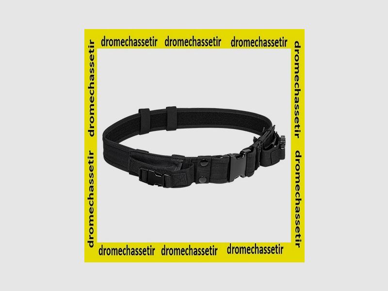 ceinturon tactique avec 2 pochettes derangement, fermeture a clip, noir, image 1 sur 2