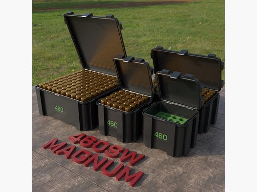 Caja de municiones Filamelt / .460 S&W Magnum / 'tapa abatible' / caja de cartuchos, caja de municiones