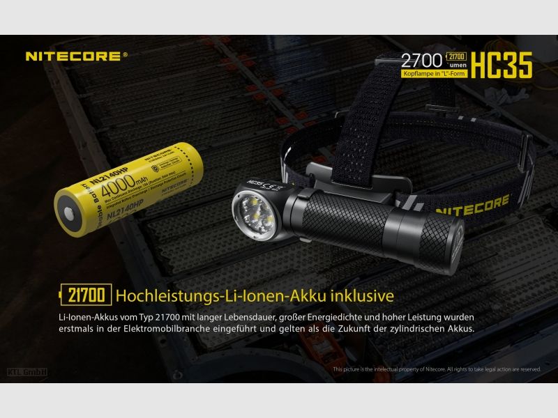 Nitecore HC35 Stirnlampe inklusive NL2140HP