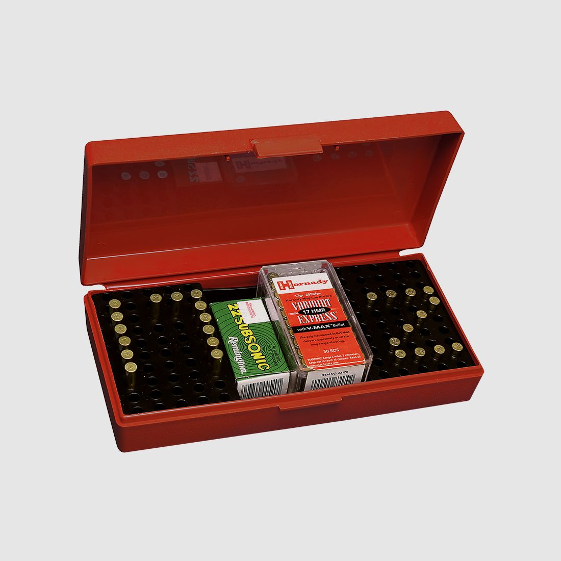 MTM Kleinkaliber Wettkampfbox SB-200-32 rotbraun mit Klappdeckel für 100 Patronen .22 LR