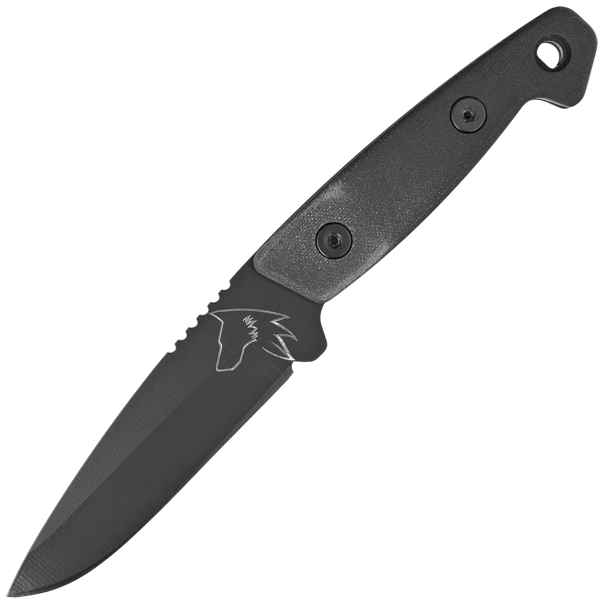 Couteau Turq Gear Wolf Drop Point, Black G10 Full Cubic, HW Black, Cerakote Graphite Black Sleipner
