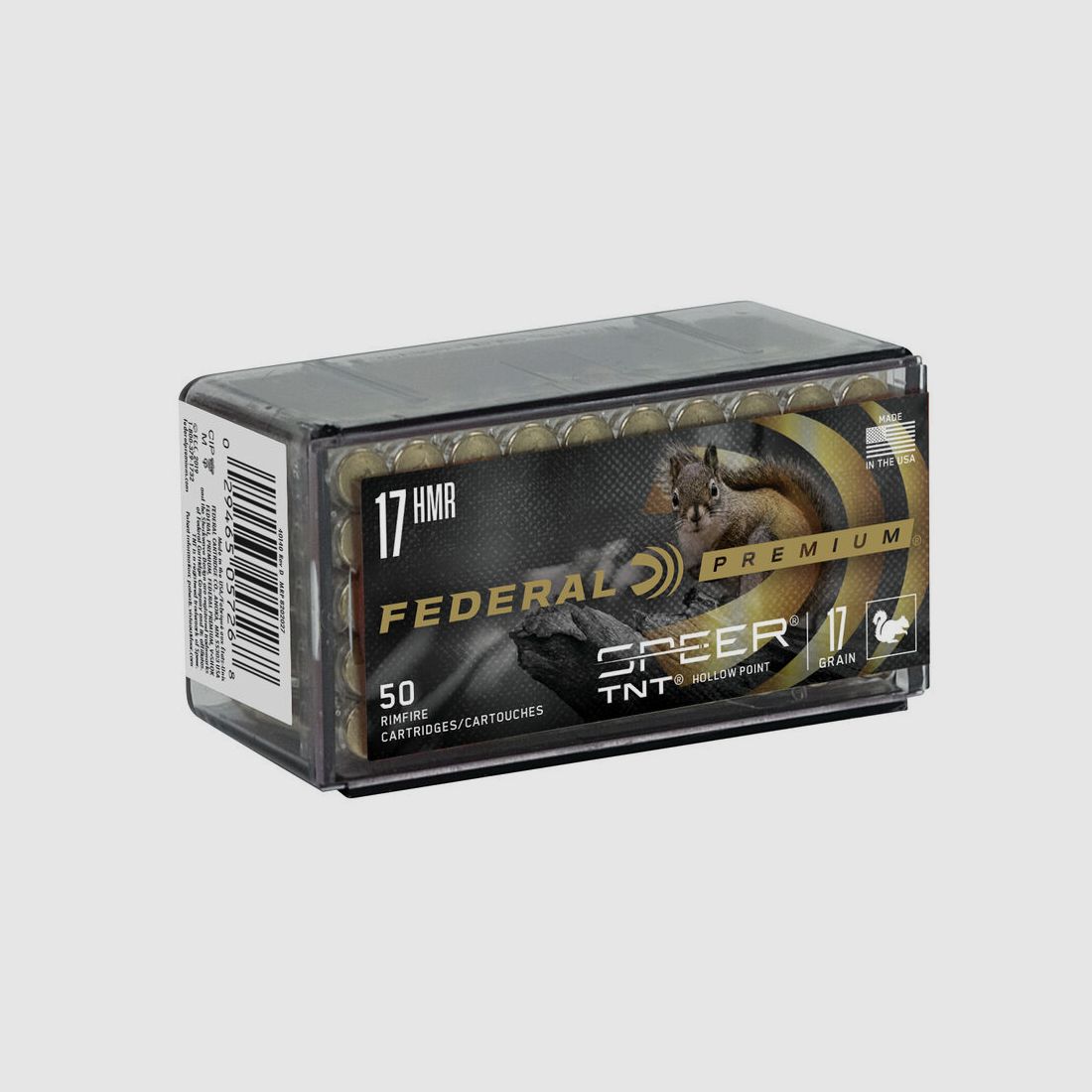 Federal Premium Varmint & Predator Speer TNT .17 HMR 17GR JHP 50 cartucce