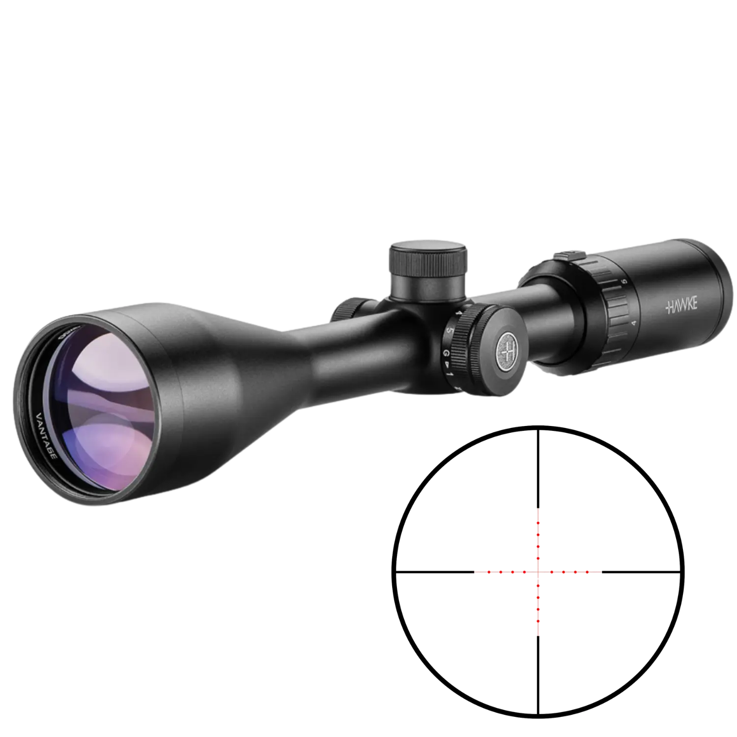 Hawke Vantage 4-12x50 MIL DOT IR Lunette - Mise au Point Rapide - Éclairage de Réticule