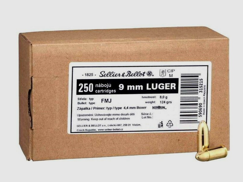 Sellier & Bellot	 FMJ 8,0g/124gr Schüttpackung