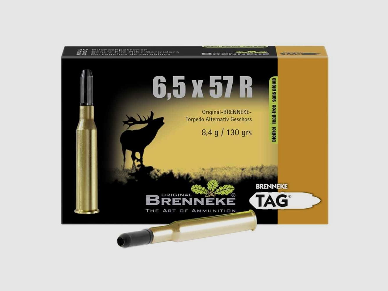 6.5x57R TAG lead-free 8.4g/130 grs. Brenneke