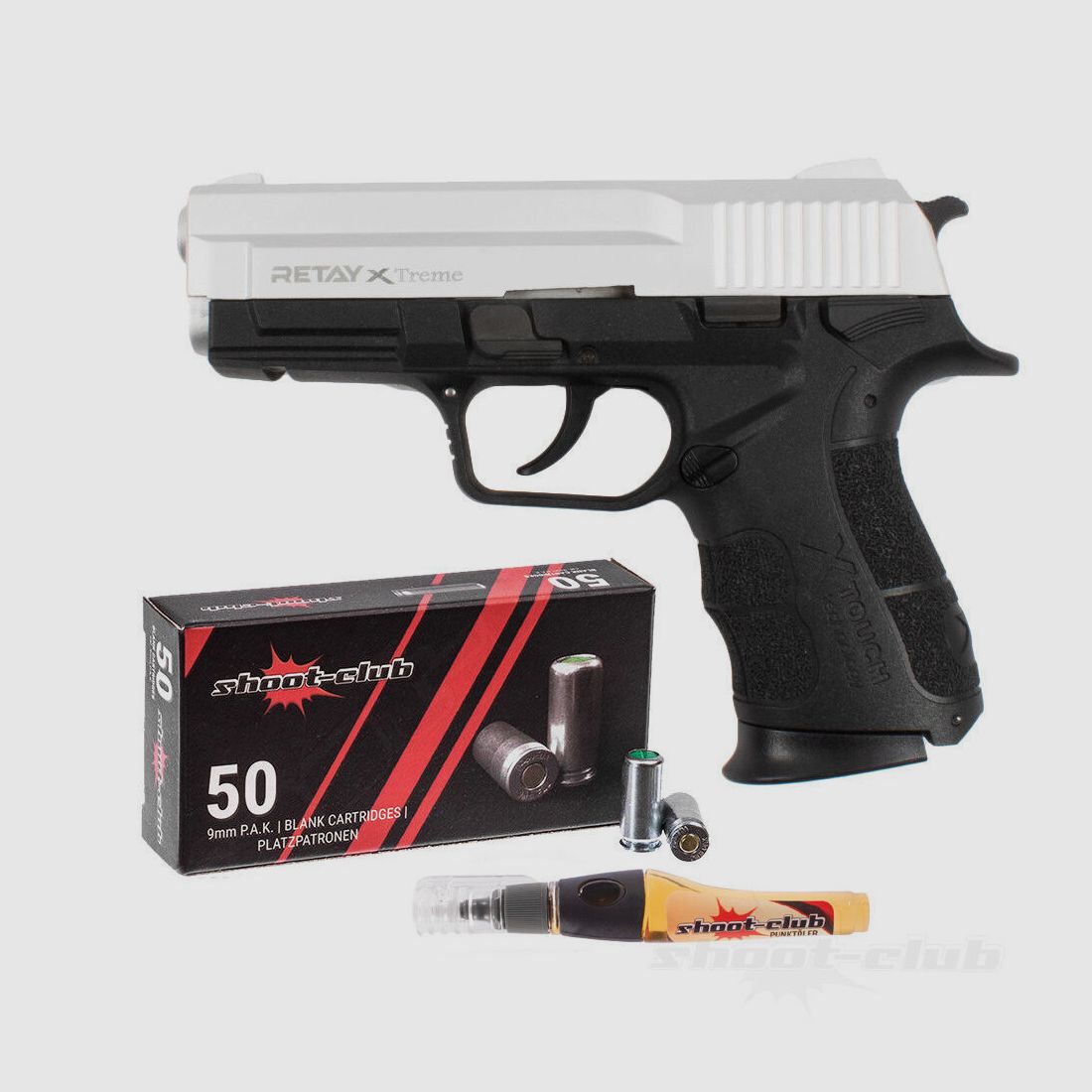 Retay X-Treme 9mm P.A.K. Niklowe naboje 9mm+Olejowy długopis