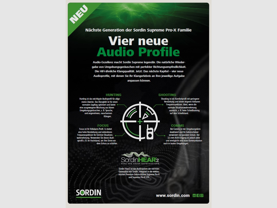 SORDIN Gehörschutz Supreme Pro X - grün/Leder 25dB - aktiv und flach