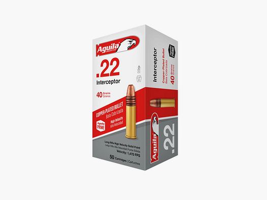 Aguila Interceptor .22 LR 40GR CPLRN 50 cartucce