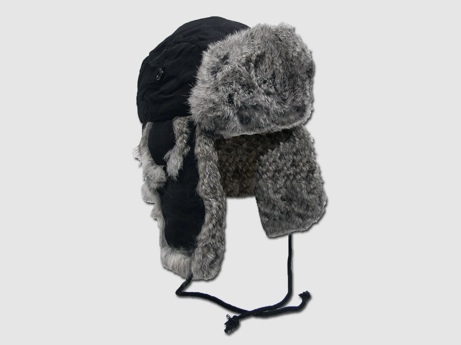MFH Fellmütze mit Kaninchenfell schwarz