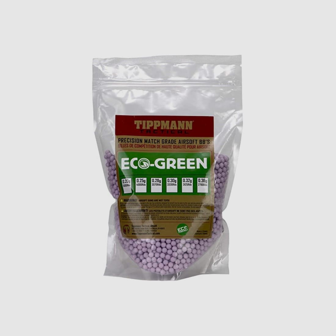 Tippmann 6mm Airsoft BIO BB's 0.28g 1kg zak / Lichtpaars (3570st)