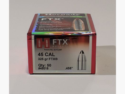 Box mit 50 Geschossen Hornady FTX 325 grains Kal. 458 Ref. 45015