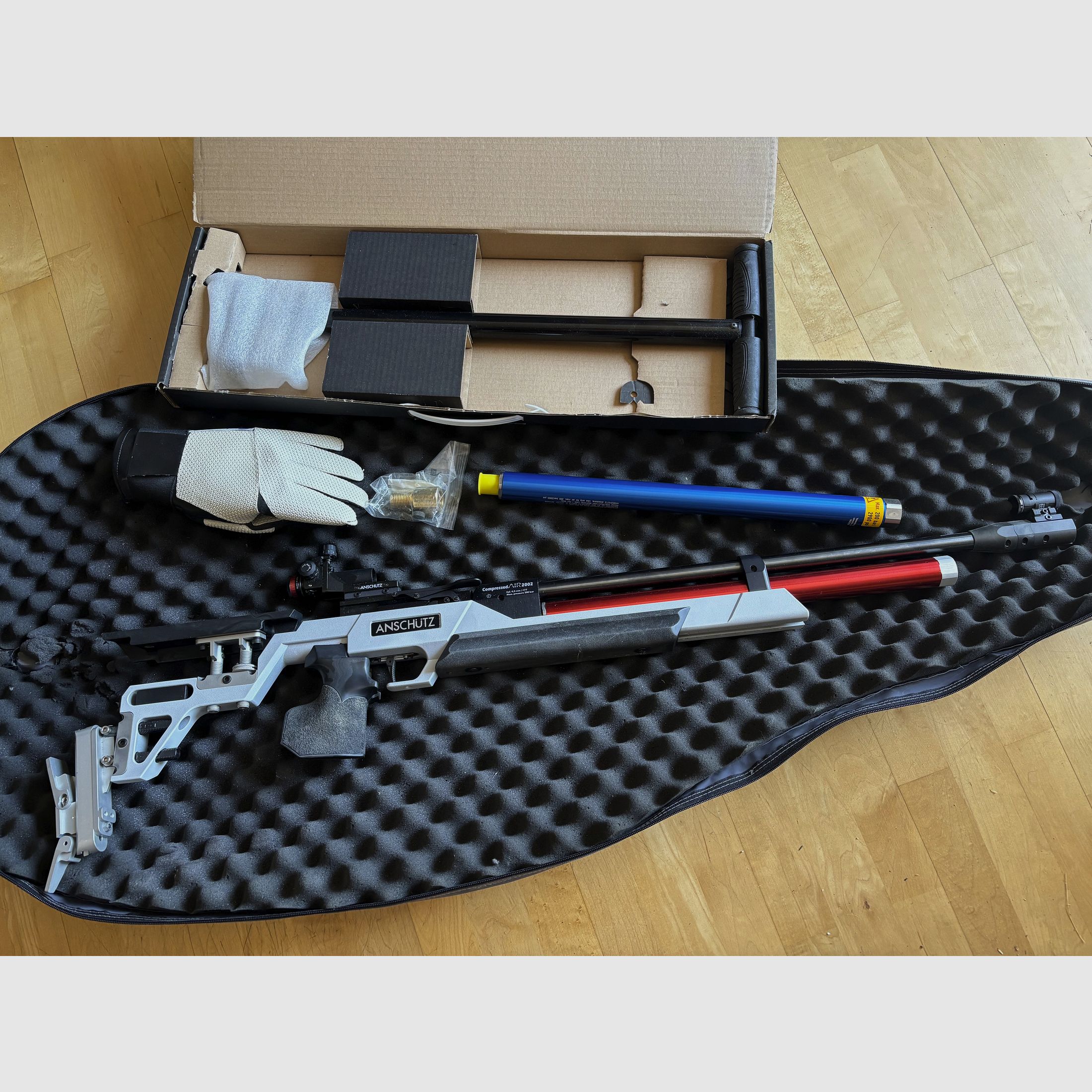 Luchtgeweer Anschütz Compressed Air 2002 - aluminium stock - incl. accessoires