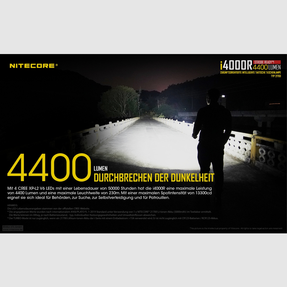 Nitecore I4000R flashlight i4000R 4400 lumens