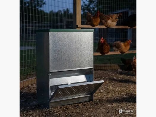 Trichterfütterer Anti-Schädlinge Rooster 40kg - Verzinkter Stahl für Geflügel