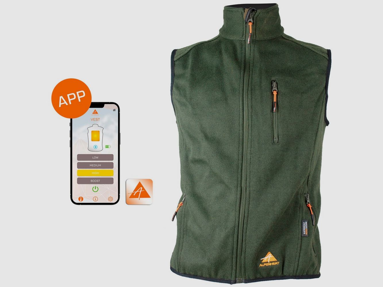 Alpenheat Fire-Performance AJ34G-APP gilet chauffant (Olive), image 3 sur 7