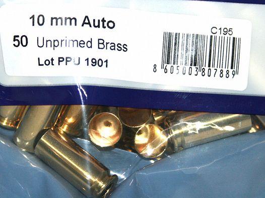 50 Stück > NEUE PPU / PrviPartizan Kurzwaffenhülsen 10mm Auto Boxerzündung / Unprimed Brass #C195