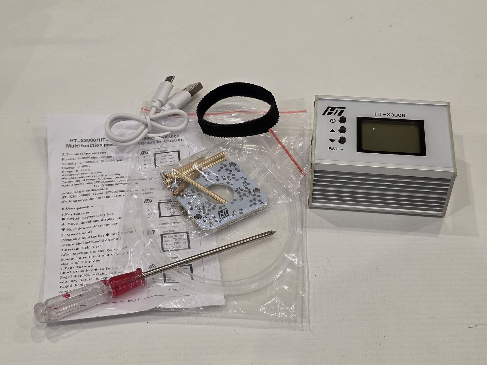 HT-X3006 Chronograph mit WiFi – Speed Meter / Geschwindigkeitsmesser Airsoft, Luftdruck PCP u.a.  ab 4,5mm und auch für .22 .30 .32 .35 .50 .68