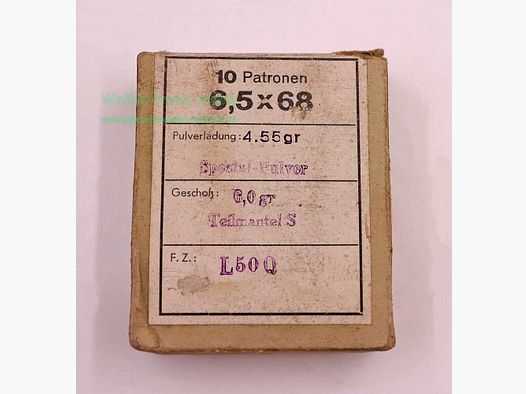 RWS (WZd.Fa.Rottweil) Büchsenpatronen 6,5x68