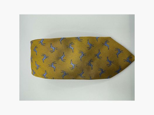 Robert Keyte Krawatte 100% Seide gold farben Motiv hellbauer Hirsch