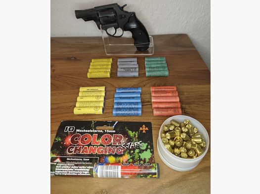 Röhm RG 89 PTB 451 revólver de 9 mm Set de Silvestre 40xEfectos pirotécnicos + 50 disparos de munición