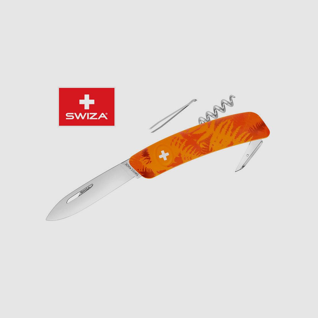 SWIZA Schweizer Messer FILIX D01 CAMO FARN ORANGE, Edelstahl 440, 6 Funktionen, Korkenzieher