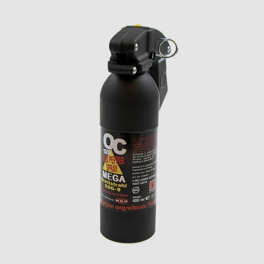 KKS Spray de Pimienta OC 5000 400 ml Rociador Amplio con Empuñadura de Pistol