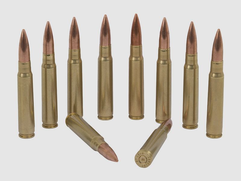 Dekopatronen Gewehrpatrone 7,92 x 57 mm 8 x 57 IS Infanterie Spitz MessinghĂĽlse matt mit Vollmantelgeschoss blinde Originalpatronen 10 StĂĽck (P18)