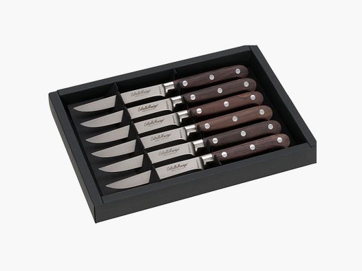 hochwertiges  6-er Steakmesser Set Paosantos-Holz