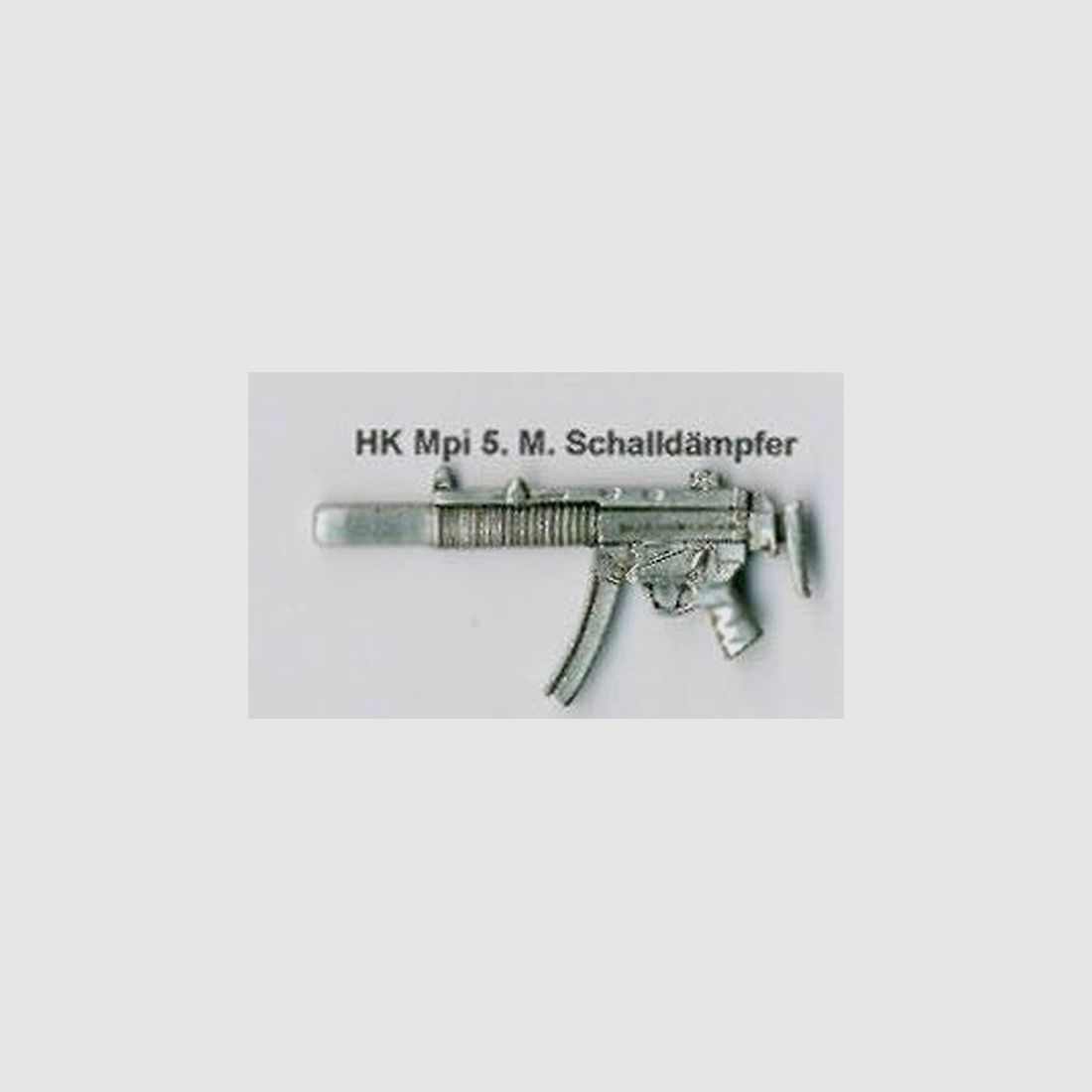 HK MP 5 mit Schalldämpfer als Metall-Anstecker