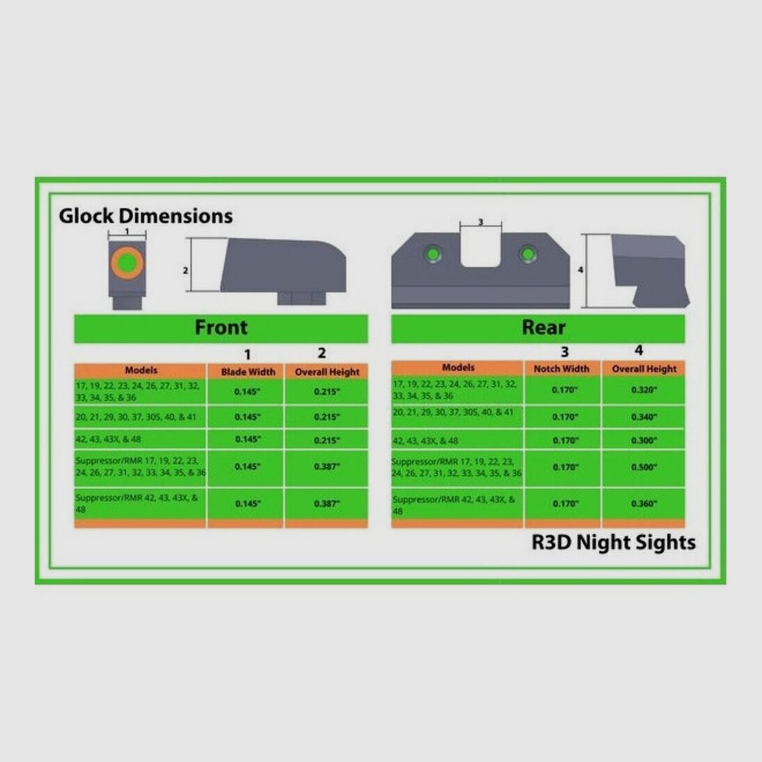 XS Sights N-Visore R3D Arancione Glock 17-36, immagine 3 di 3