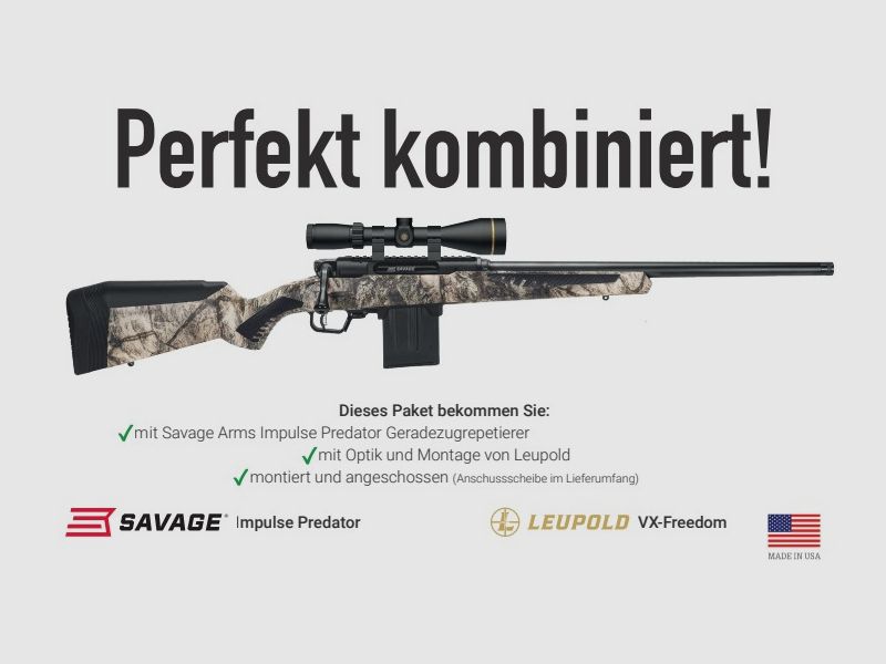 Savage Impuls Predator Repetierbüchse 308Win inkl. Leupold VX-Freedom 3-9x5 komplett eingeschossen VERSION 2.0