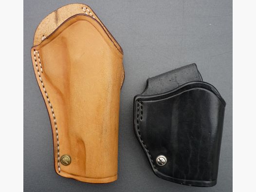 HKDesign Holster Art. Nr. 005  ,Schnellziehholster mit eingeklebter Lederkornschiene und Einstellschraube für:Colt 1911 und für diverse kleinere Pistolenmodelle - für Rechtshänder  